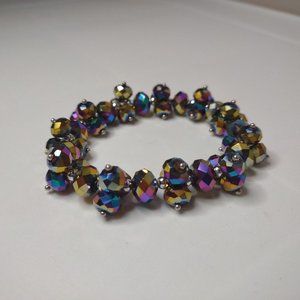 Multi Color Glass Bead Stretch Bracelet